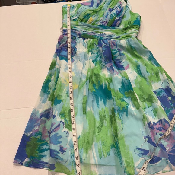 Donna Morgan Rhea One Shoulder Floral Print Chiffon Dress Size 10 - Picture 4 of 6